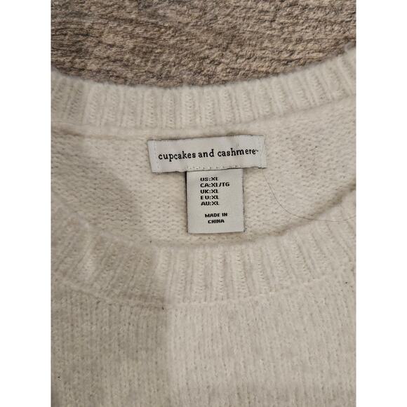 Cupcakes and Cashmere pink white stripes fluffy chenille sweater womens xl - Picture 4 of 7